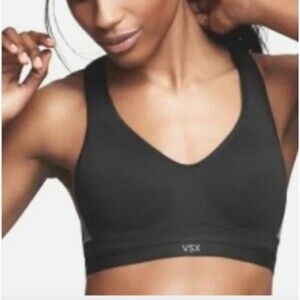 Victoria's Secret VSX Sexy Sports Bra 34C Black Gray Racerback Underwire